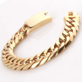 New Style Gold Jewelry Stainless Steel Jewelry Thick Gold Double Buckle Six-sided Bracelet Casting Clasp